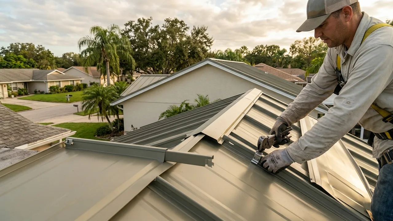 metal roofing panels installed on a Tampa residence